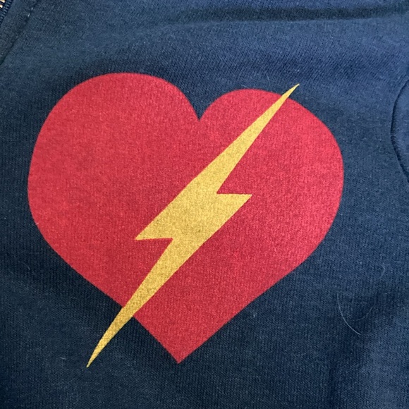 Aviator Nation Navy Hoodie with Red Heart and Yellow Lightning - Picture 4 of 6